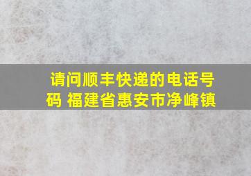 请问顺丰快递的电话号码 福建省惠安市净峰镇